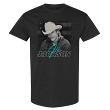 Load image into Gallery viewer, tee-charcoal-photo of alan smiling "alan jackson"