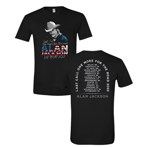Black Retro American Flag Tour Tee