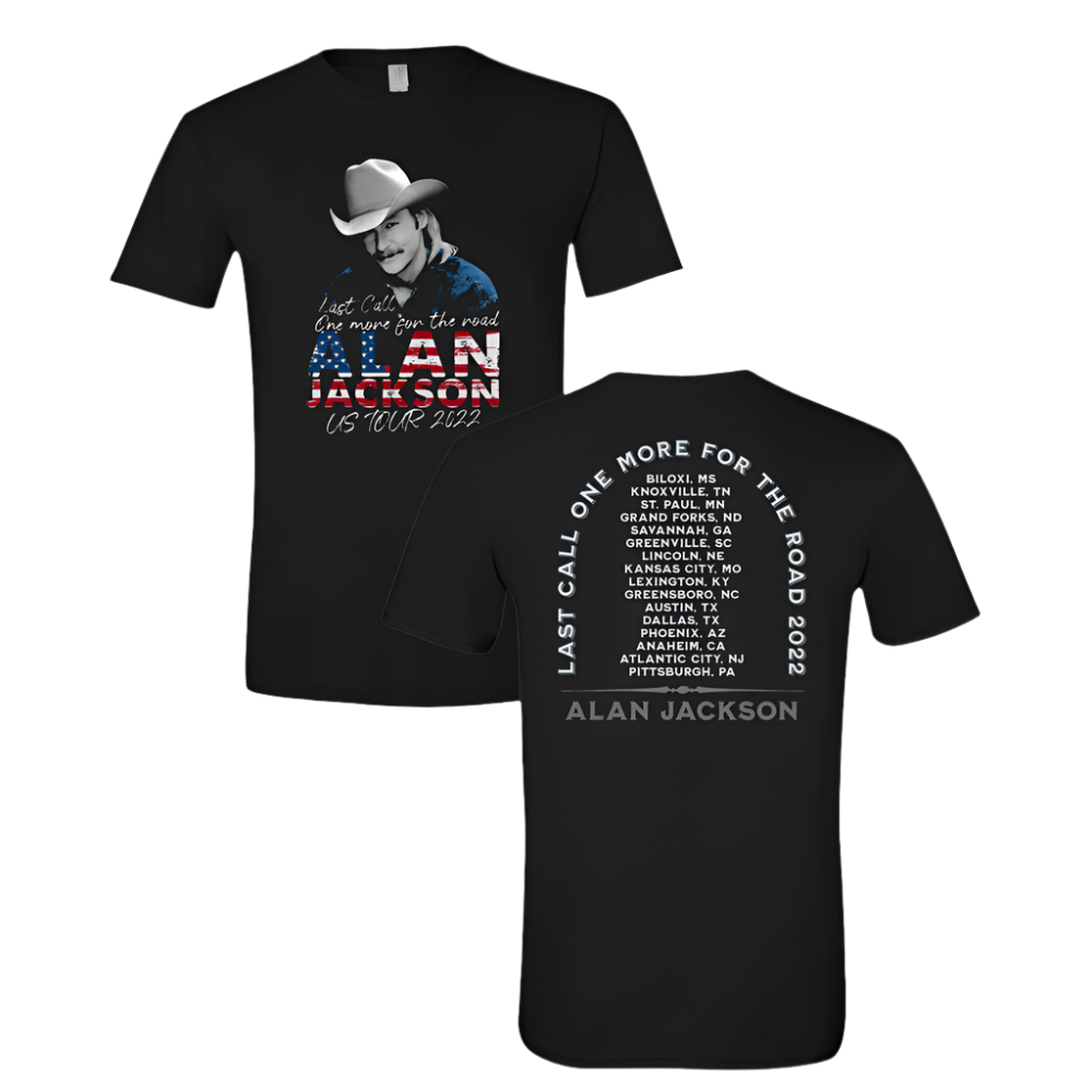 Black Retro American Flag Tour Tee