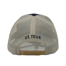Load image into Gallery viewer, Circle Tour Logo Navy/Tan Trucker Hat