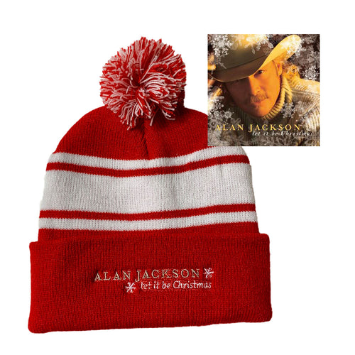 Pom Pom Beanie with Let It Be Christmas CD